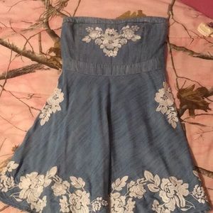 Denim strapless dress